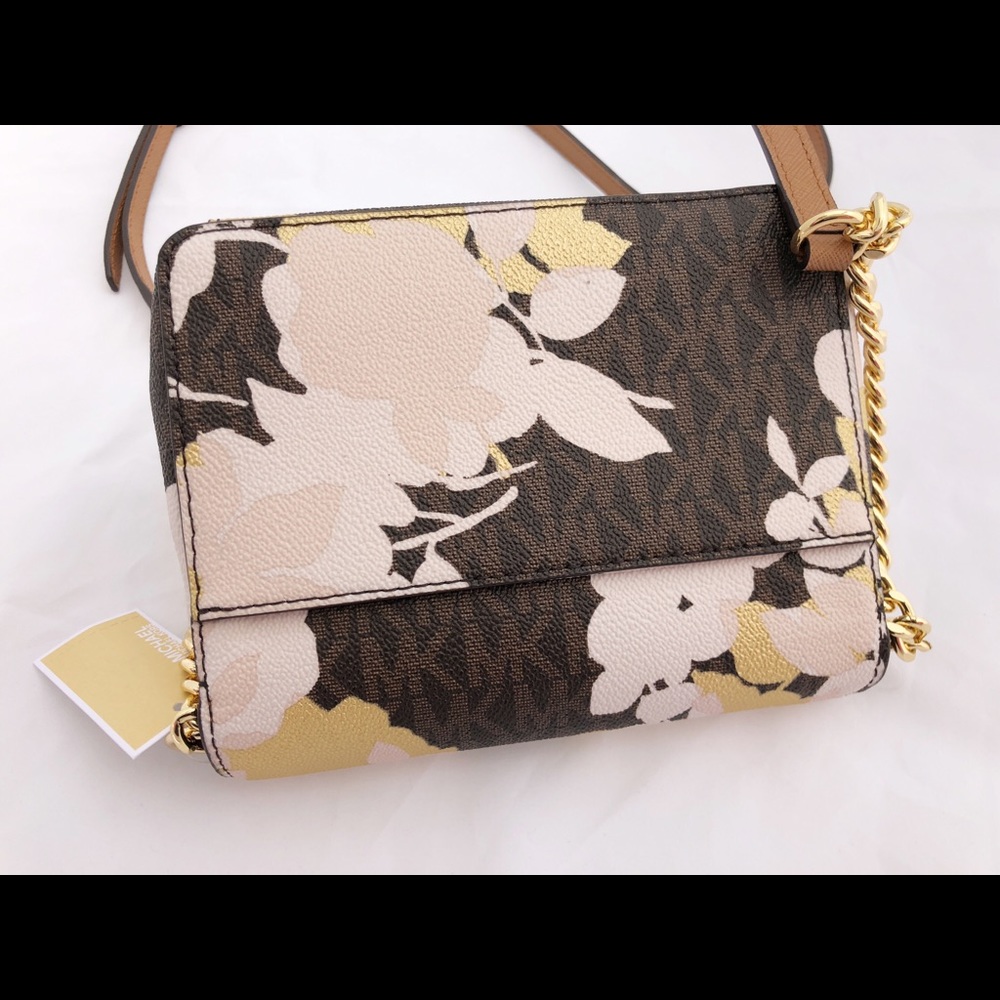 Michael Kors Tina Small Crossbody Brown Floral mk - Picture 7 of 8